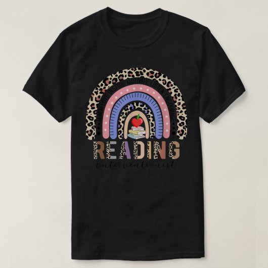 Rainbow Reading Interventionist Book Lover Teacher T-Shirt (Design vorne)