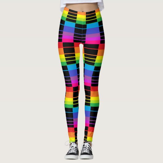 Rainbow-Rechtecke-Leggings farbenfrohe Stretch-Pfl Leggings (Vorderseite)