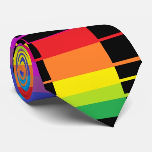 Rainbow Rectangle Neck Tie Krawatte (Gerollt)