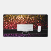 Rainbow-red lila Imitate Glitzer Glitzern Monogram Schreibtischunterlage (Tastatur & Maus)
