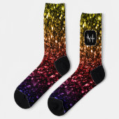 Rainbow-red lila Imitate Glitzer Glitzern Monogram Socken (Linkes Detail)