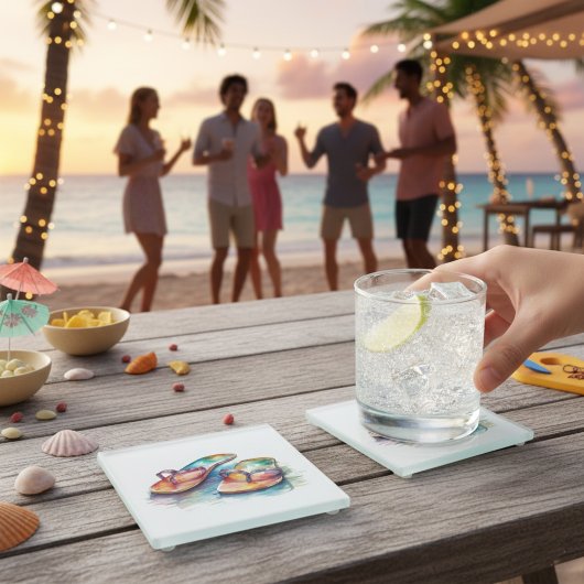 Rainbow Reef Flip Flops Glasuntersetzer