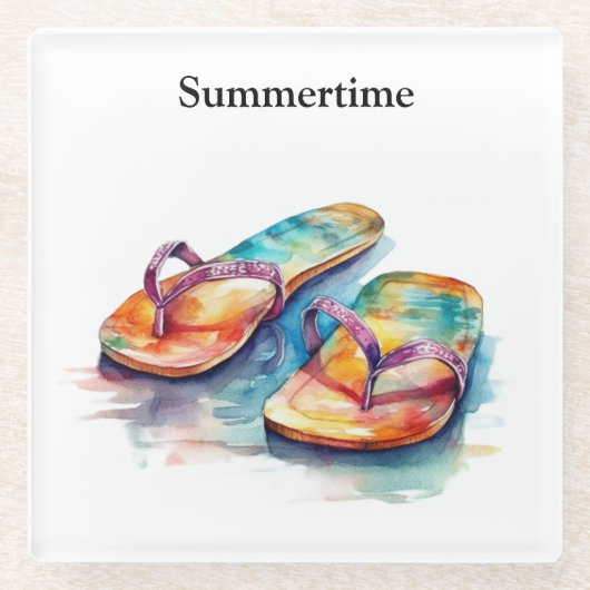 Rainbow Reef Flip Flops, individuell Glasuntersetzer (Vorderseite)