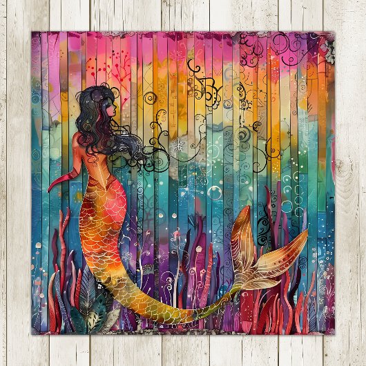 RAINBOW REEF MERMAID COLORFUL POSTER