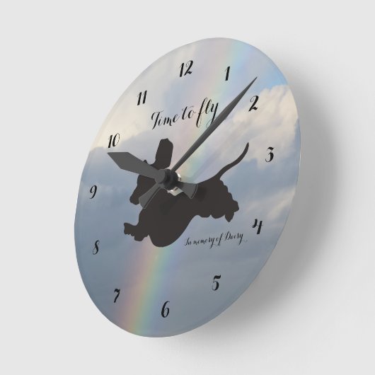 Rainbow Remembrance Dachshund Runde Wanduhr (Winkel)