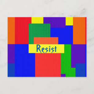 Rainbow Resist Abstraktes Patchwork Muster Postkar Postkarte