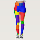 Rainbow Resist Patchwork Textured Quilt Look Leggings (Vorderseite)