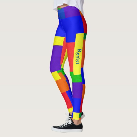 Rainbow Resist Patchwork Textured Quilt Look Leggings (Links)