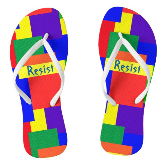 Rainbow Resist Textured Quilt Design Flip Flops Badesandalen (Fußbett)