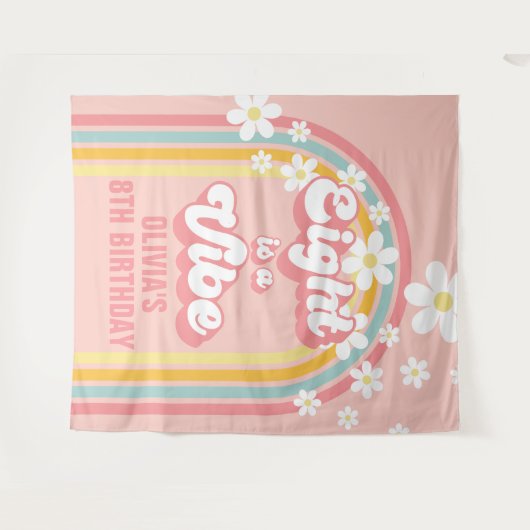 Rainbow Retro Aight ist ein Vibe Groovy 8. Geburts Wandteppich (Vorderseite (Horizontal))