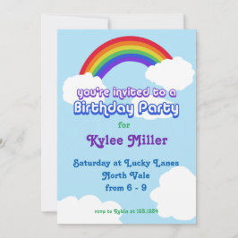 Rainbow Retro Birthday Invite Einladung