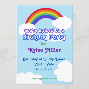 Rainbow Retro Birthday Invite Einladung