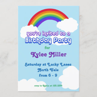 Rainbow Retro Birthday Invite Einladung