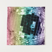 Rainbow Retro Disco Ball Glam #1 #retro #wall #art Wandteppich (Vorderseite (Horizontal))