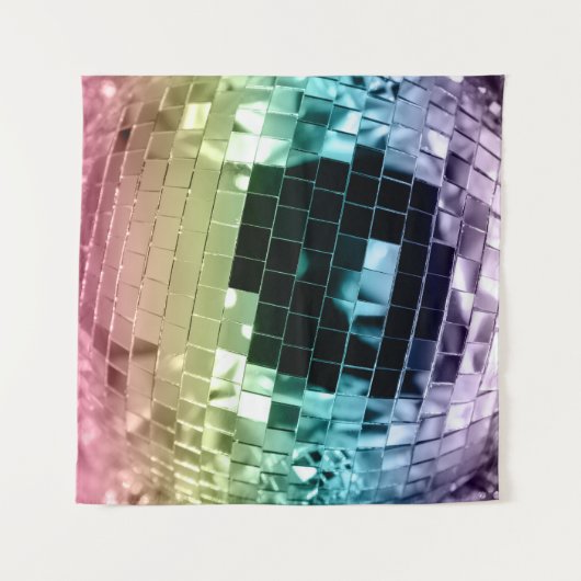 Rainbow Retro Disco Ball Glam #1 #retro #wall #art Wandteppich (Vorderseite (Horizontal))