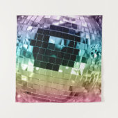 Rainbow Retro Disco Ball Glam #1 #retro #wall #art Wandteppich (Vorderseite)