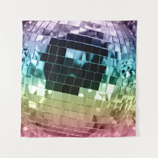 Rainbow Retro Disco Ball Glam #1 #retro #wall #art Wandteppich (Vorderseite)