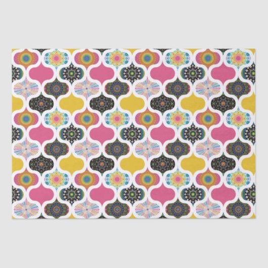 Rainbow Retro Dot Mandala Patchwork Ogee Craft Seidenpapier (Vorderseite)