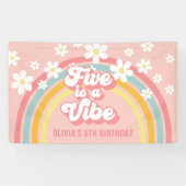 Rainbow Retro Five ist ein Vibe Groovy 5. Geburtst Banner (Horizontal)