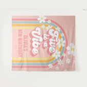 Rainbow Retro Five ist ein Vibe Groovy 5. Geburtst Wandteppich (Vorderseite (Horizontal))