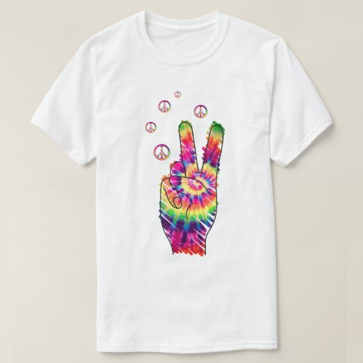 Rainbow Retro Gefärbte Krawatte Psychedelic Peace T-Shirt (Design vorne)