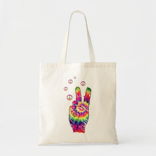 Rainbow Retro Gefärbte Krawatte Psychedelic Peace Tragetasche (Vorne)