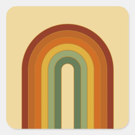 Rainbow Retro Groovy Layered Quadratischer Aufkleber (Vorderseite)