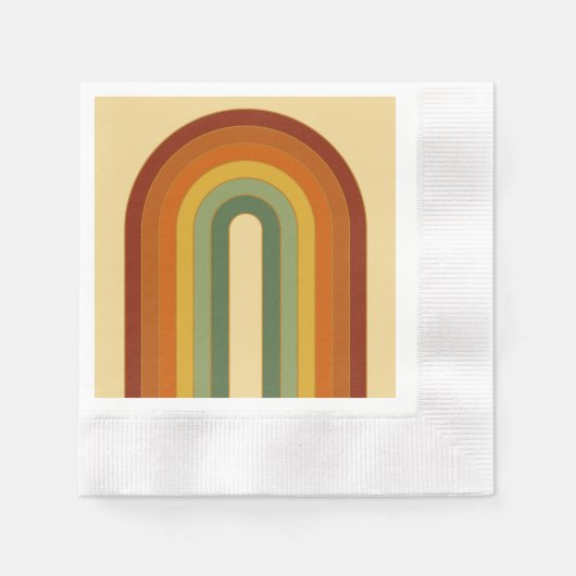 Rainbow Retro Groovy Layered Serviette (Vorderseite)