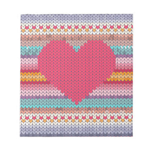 Rainbow retro hearts faux woollen knit valentine notizblock