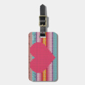 Rainbow-Retro-Herz Imitate Wolllein Strick Valenti Gepäckanhänger (Vorderseite vertikal)