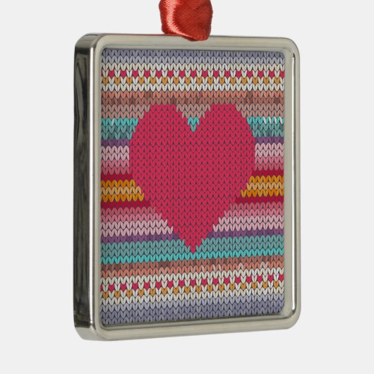 Rainbow-Retro-Herz Imitate Wolllein Strick Valenti Ornament Aus Metall (Rechts)