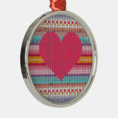 Rainbow-Retro-Herz Imitate Wolllein Strick Valenti Silbernes Ornament (Rechts)