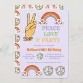 Rainbow Retro Hippie Peace Liebe Party Geburtstag Einladung (Vorne/Hinten)