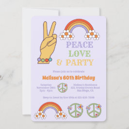 Rainbow Retro Hippie Peace Liebe Party Geburtstag Einladung
