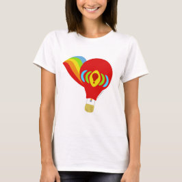 Rainbow Retro Hot Air Ballon Cartoon Illustration T-Shirt