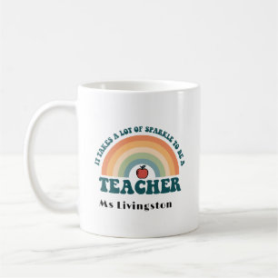 Rainbow Retro Personalisiert Teacher Danke Tasse