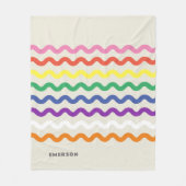 Rainbow Retro Pic Rac mit Namen Fleecedecke (Vorderseite)