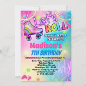 Rainbow Retro Roller Skaten Einladungen (Vorderseite)