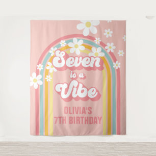 Rainbow Retro Seven ist ein Vibe Groovy 7. Geburts Wandteppich