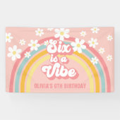 Rainbow Retro Six ist ein Vibe Groovy 6. Geburtsta Banner (Horizontal)