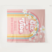 Rainbow Retro Six ist ein Vibe Groovy 6. Geburtsta Wandteppich (Vorderseite (Horizontal))