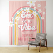 Rainbow Retro Six ist ein Vibe Groovy 6. Geburtsta Wandteppich (Beispiel)