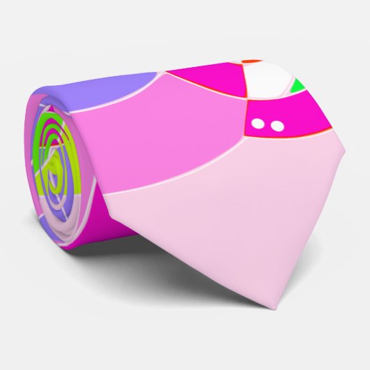 Rainbow Retro Spiral Art Abstraction Pink Krawatte (Gerollt)