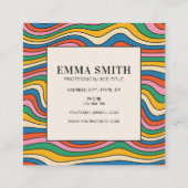 Rainbow Retro Streifen Quadratische Visitenkarte (Rückseite)