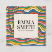 Rainbow Retro Streifen Quadratische Visitenkarte (Vorderseite)