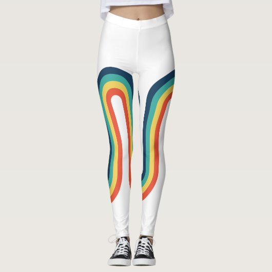 Rainbow Retro Strip Leggings (Vorderseite)