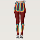 Rainbow Retro Stripe Vintag Style Leggings (Vorderseite)