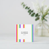 Rainbow Retro Stripes Artist Quadratische Visitenkarte (Stehend Vorderseite)