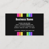 Rainbow Retro Stripes Bright Vertikal Black Visitenkarte (Rückseite)