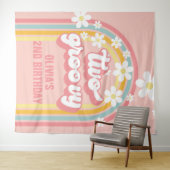 Rainbow Retro Two Groovy 2. Geburtstag Wandteppich (Beispiel (Horizontal))